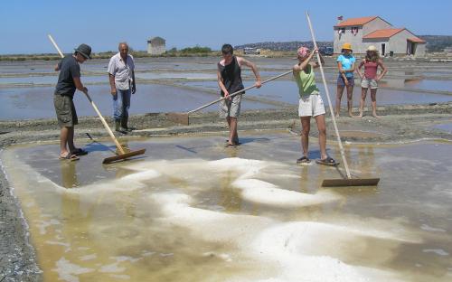 Traditional production of sea salt. 