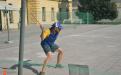 Playing pandolo on the open space outside the Slovene Ethnographic Museum. 