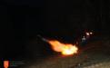 Firing a mortar. 