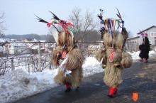 Door-to-door rounds of <i>kurenti</i>. Photo: A. Brence, 2010