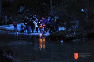 Spuščanje gregorčkov v Kamniški Bistrici. Foto: A. Jerin, 2017. 